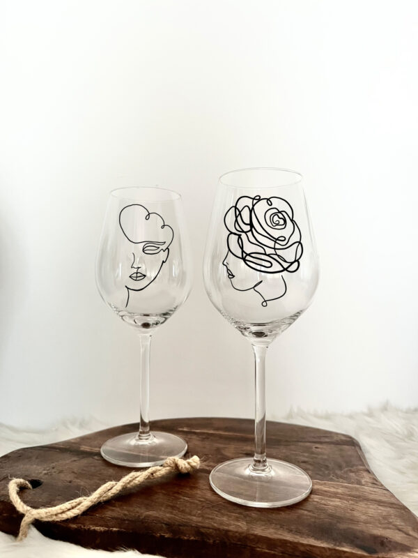 Duo verres à vin visages